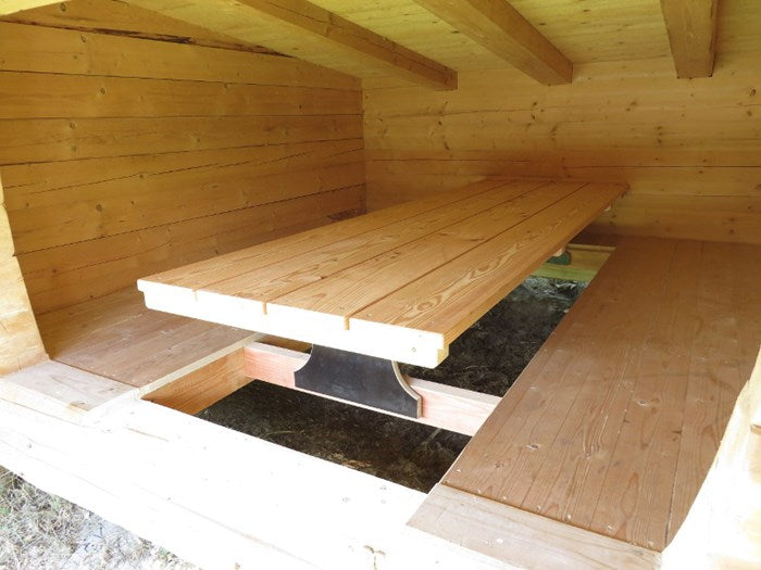 Built-in table for shelter