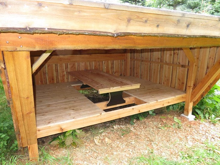 Built-in table for shelter